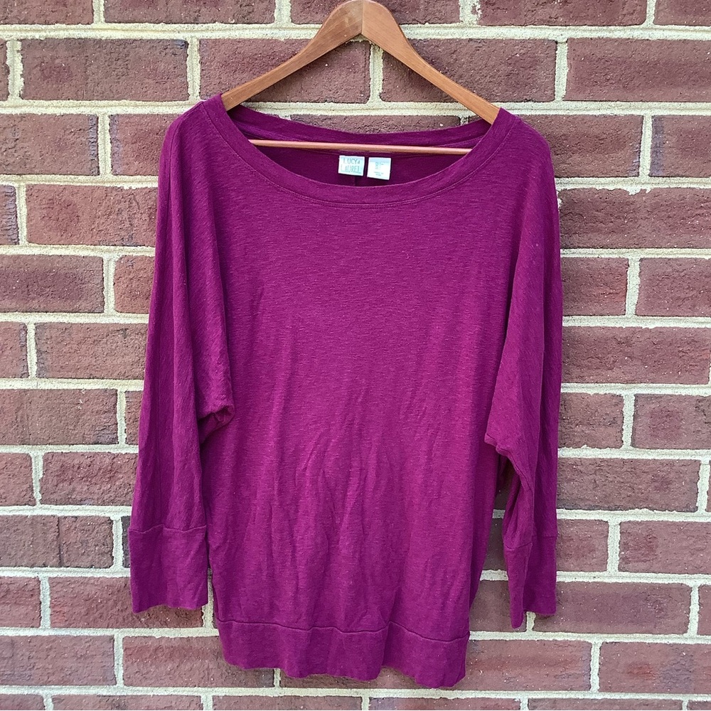 EUC Lucy and Laurel Soft Dolman Long Sleeve Berry Top Flattering L